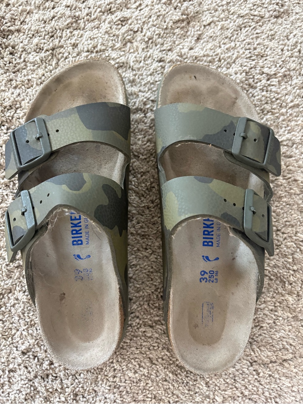 Birkenstock Olive Green Camo Arizona Soft Bed Sandals